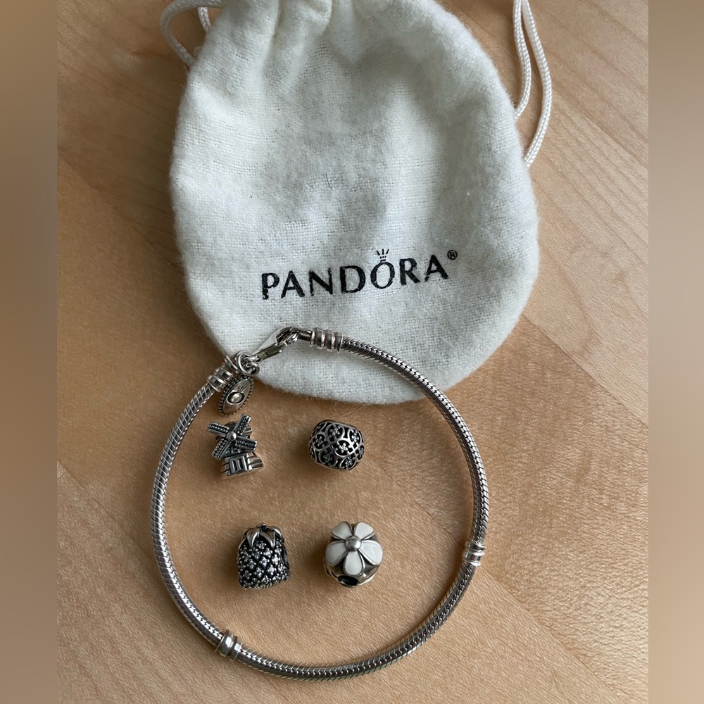 Pandora bracelet and four charms